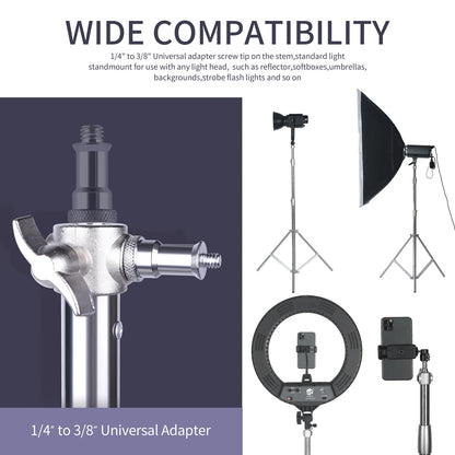 Stainless Steel Tripod 2.8m Heavy Duty Light Stand With 1/4, 3/8 Conversion Head for Studio Softbox Photographic Equipment