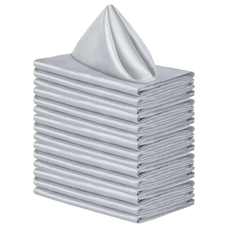 High-Density Satin Polyester Napkins - Square Silk-like Dinner Placemats for Restaurants - ZOOMNSTORE
