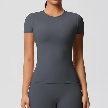 High Elastic Dry Fit Sports Top - Womens Breathable Gym T-Shirt - ZOOMNSTORE