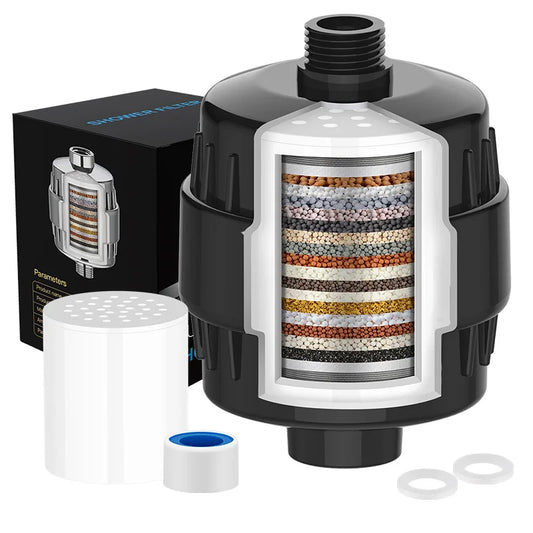 High Output Shower Water Filter - Removes Chlorine Fluoride  Heavy Metals Softens Water - ZOOMNSTORE