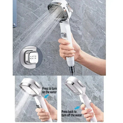 High Pressure Shower Head - Adjustable 3 Mode Water Saving Massage Sprayer - ZOOMNSTORE