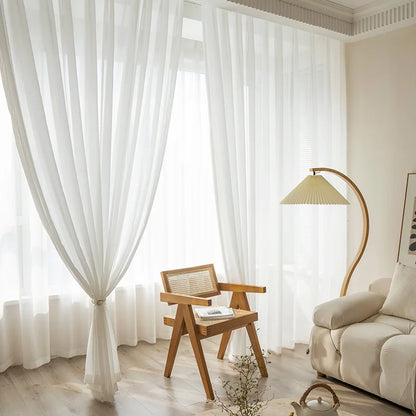 High-Quality White Tulle Curtains - Sheer Chiffon Drapes for Living Room and Bedroom Decor - ZOOMNSTORE