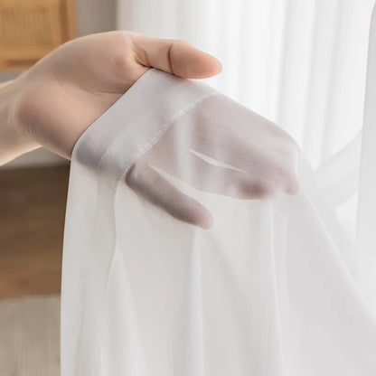 High-Quality White Tulle Curtains - Sheer Chiffon Drapes for Living Room and Bedroom Decor - ZOOMNSTORE