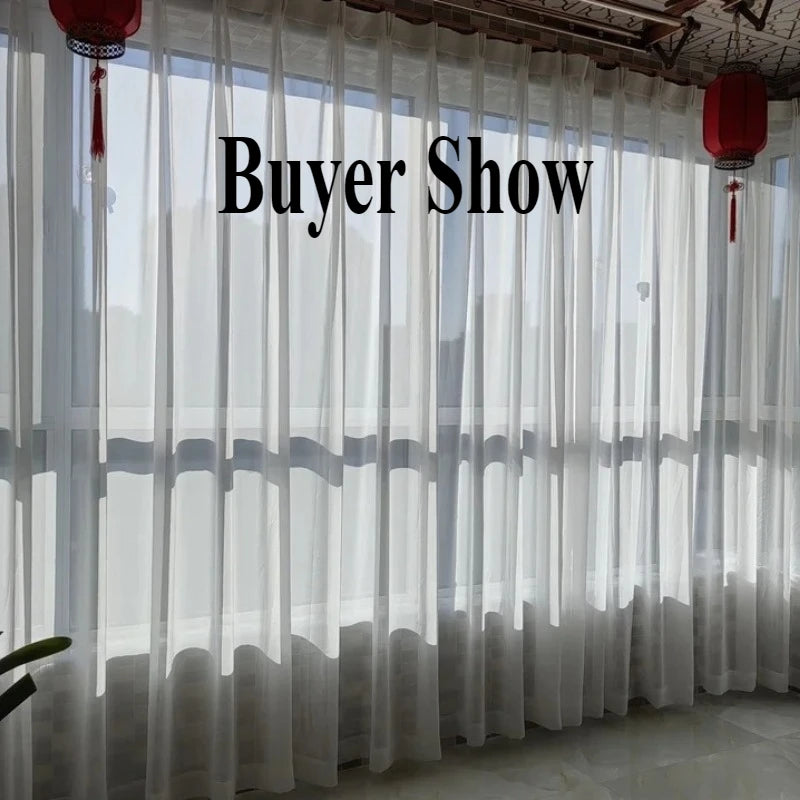 High-Quality White Tulle Curtains - Sheer Chiffon Drapes for Living Room and Bedroom Decor - ZOOMNSTORE