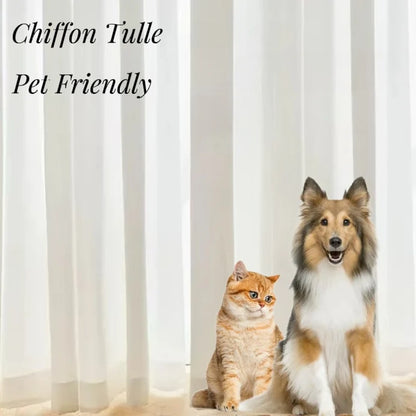 High-Quality White Tulle Curtains - Sheer Chiffon Drapes for Living Room and Bedroom Decor - ZOOMNSTORE