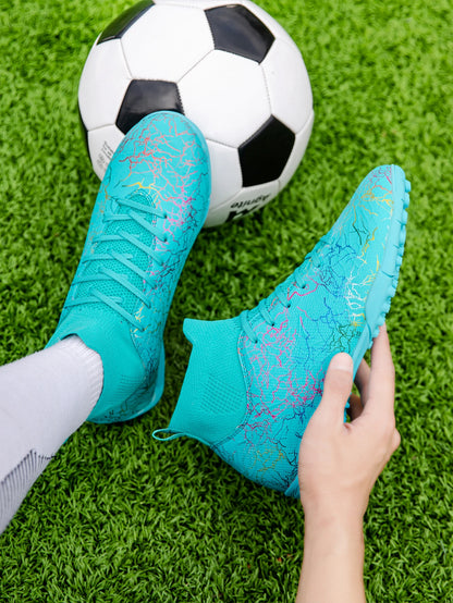 High-Top Soccer Shoes – Men's Turf Football Cleats with Breathable Polyester Upper - ZOOMNSTORE