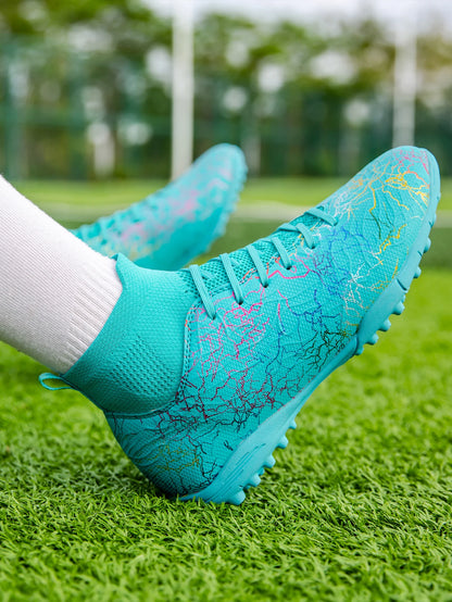 High-Top Soccer Shoes – Men's Turf Football Cleats with Breathable Polyester Upper - ZOOMNSTORE