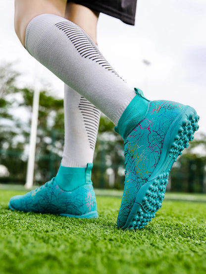 High-Top Soccer Shoes – Men's Turf Football Cleats with Breathable Polyester Upper - ZOOMNSTORE