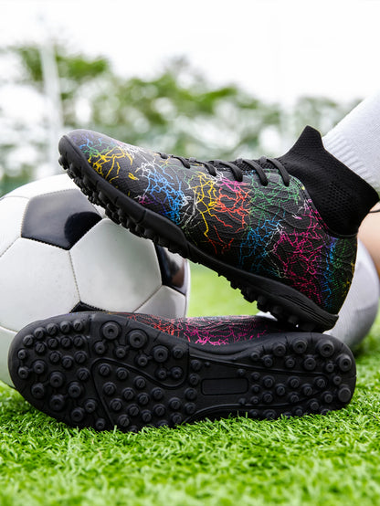 High-Top Soccer Shoes – Men's Turf Football Cleats with Breathable Polyester Upper - ZOOMNSTORE