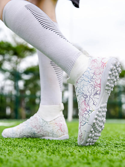 High-Top Soccer Shoes – Men's Turf Football Cleats with Breathable Polyester Upper - ZOOMNSTORE