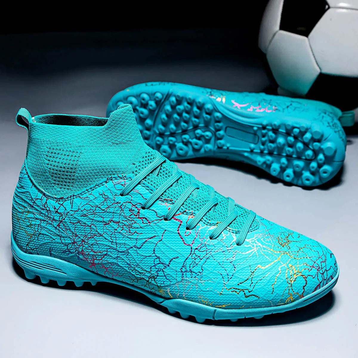 High-Top Soccer Shoes – Men's Turf Football Cleats with Breathable Polyester Upper - ZOOMNSTORE