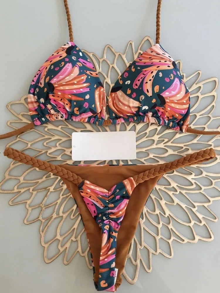 High Waist Bikini - Sexy Thong Two Piece Set Zebra Print Brazilian Swimwear Women - ZOOMNSTORE