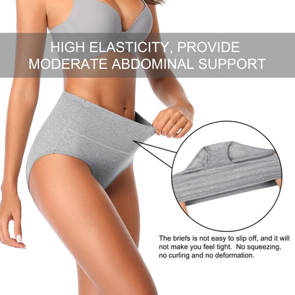 High Waist Cotton Panties - Plus Size Body Slimming Briefs With Stretchy Waistband - ZOOMNSTORE