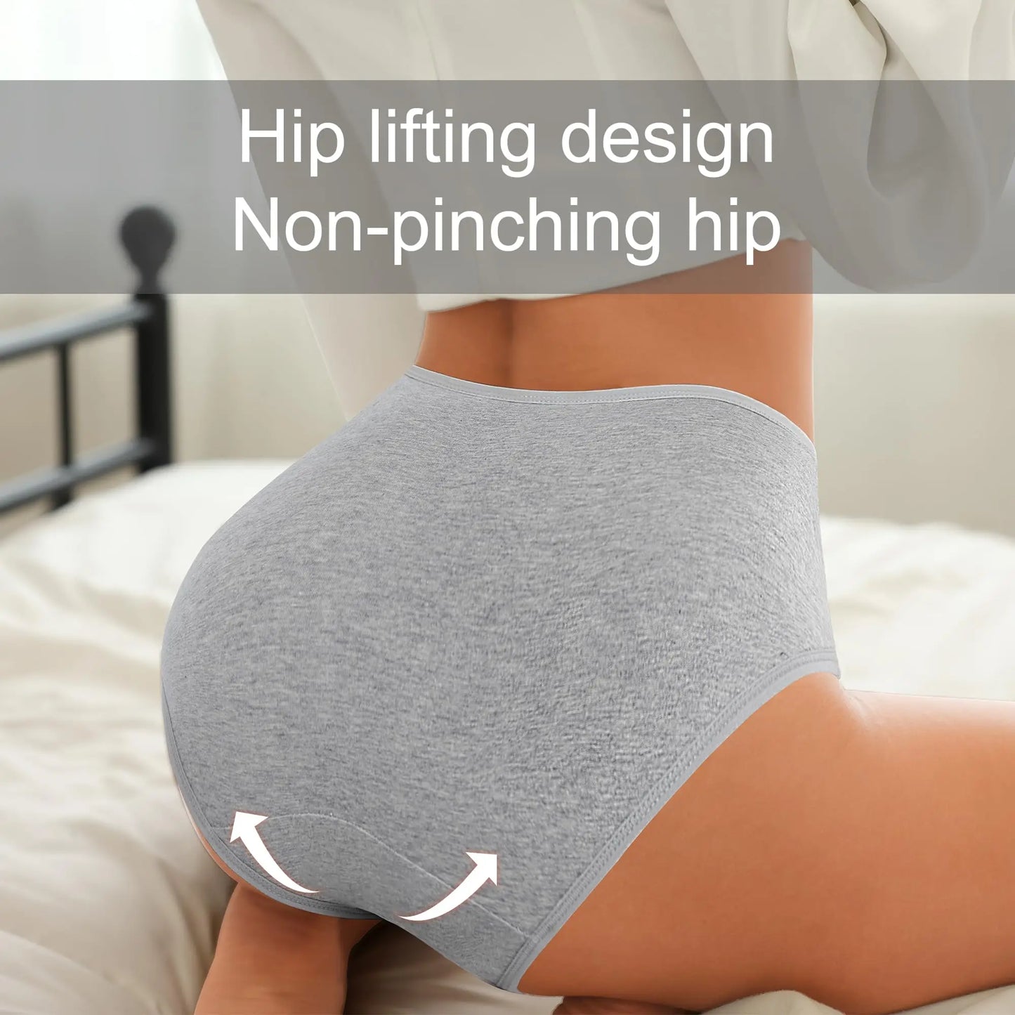 High Waist Cotton Panties - Plus Size Body Slimming Briefs With Stretchy Waistband - ZOOMNSTORE