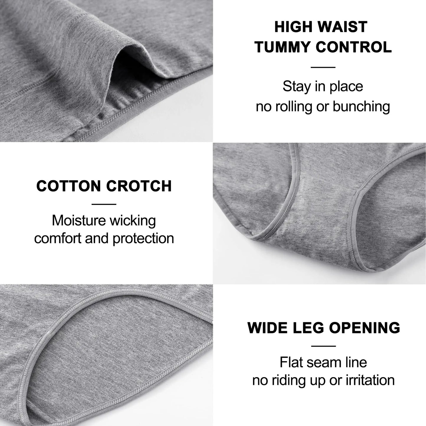 High Waist Cotton Panties - Plus Size Body Slimming Briefs With Stretchy Waistband - ZOOMNSTORE