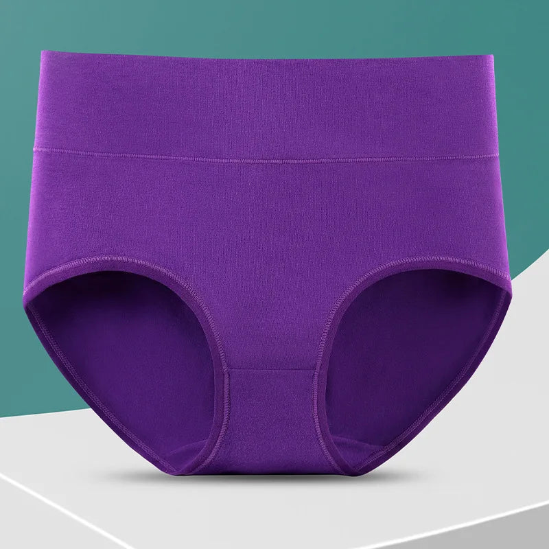High Waist Cotton Panties - Plus Size Body Slimming Briefs With Stretchy Waistband - ZOOMNSTORE