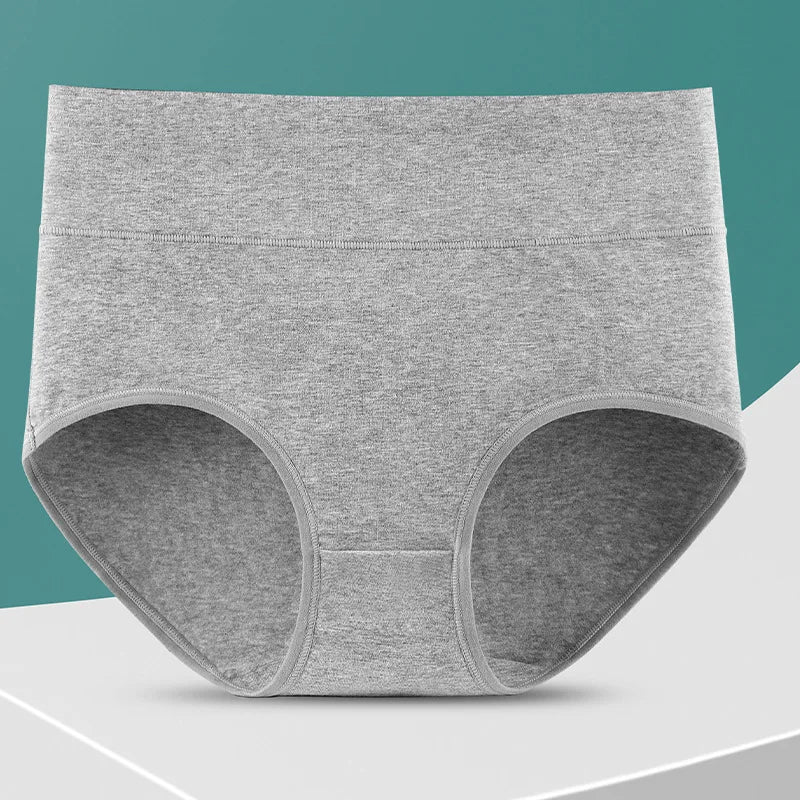 High Waist Cotton Panties - Plus Size Body Slimming Briefs With Stretchy Waistband - ZOOMNSTORE
