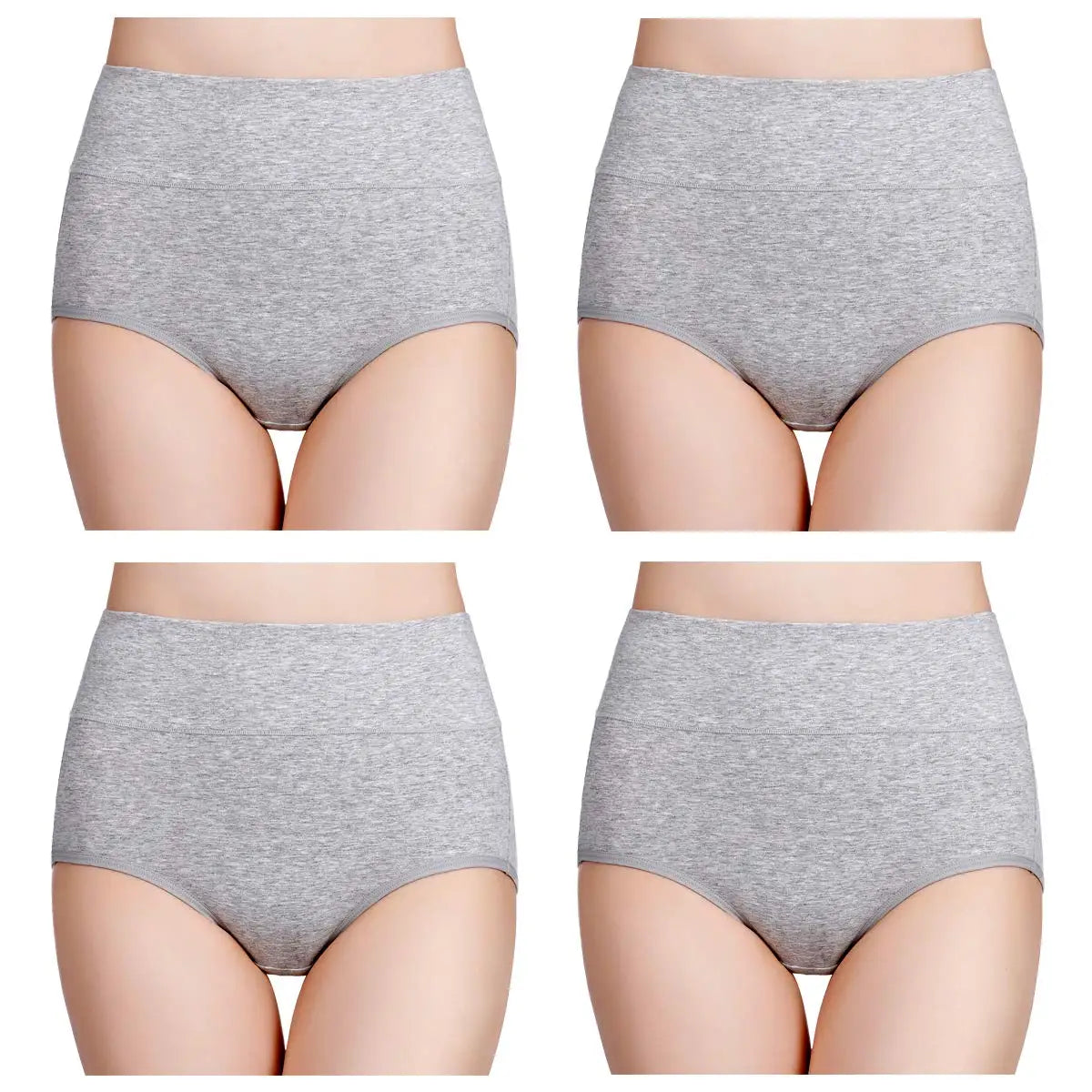 High Waist Cotton Panties - Plus Size Body Slimming Briefs With Stretchy Waistband - ZOOMNSTORE