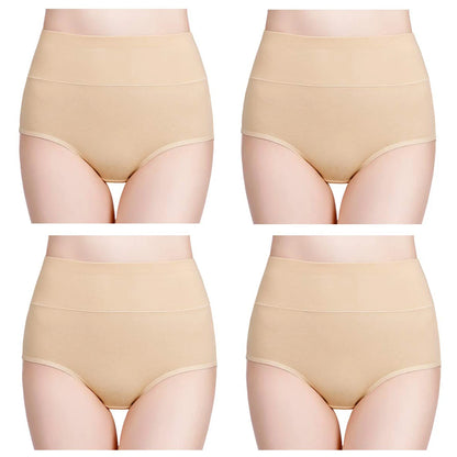 High Waist Cotton Panties - Plus Size Body Slimming Briefs With Stretchy Waistband - ZOOMNSTORE