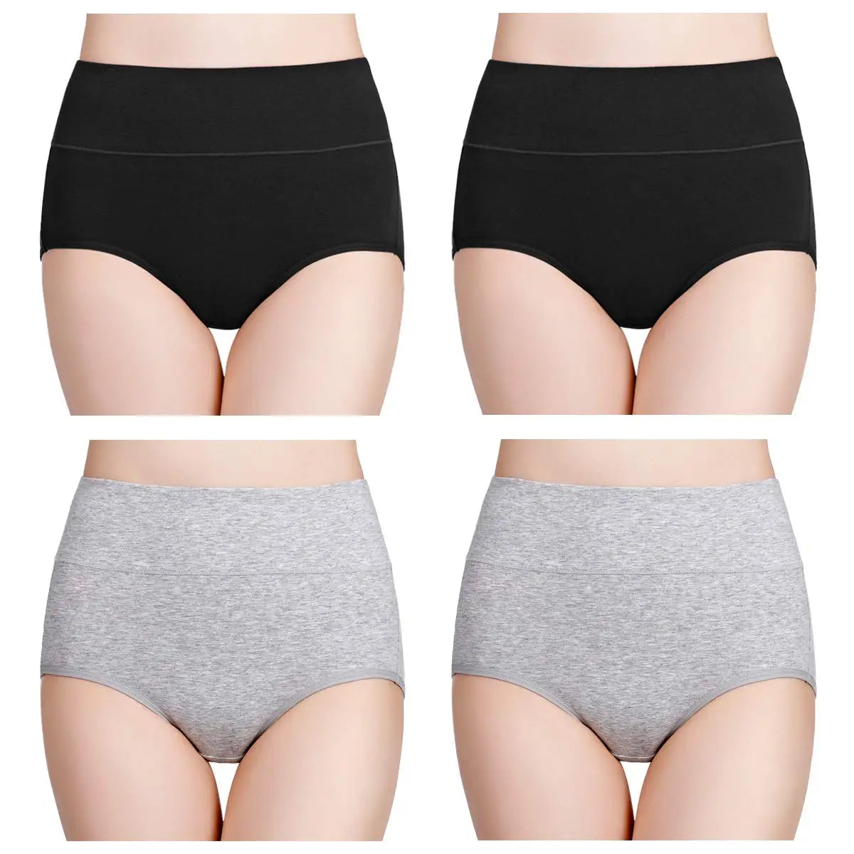 High Waist Cotton Panties - Plus Size Body Slimming Briefs With Stretchy Waistband - ZOOMNSTORE