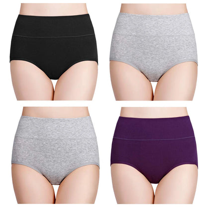 High Waist Cotton Panties - Plus Size Body Slimming Briefs With Stretchy Waistband - ZOOMNSTORE