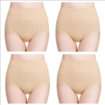 High Waist Cotton Panties - Plus Size Body Slimming Briefs With Stretchy Waistband - ZOOMNSTORE