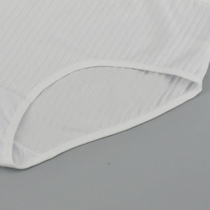 High Waist Cotton Panties – Plus Size Breathable Women's Underwear with Vertical Stripe Design - ZOOMNSTORE