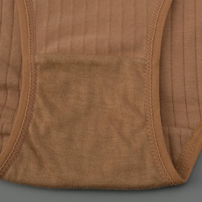 High Waist Cotton Panties – Plus Size Breathable Women's Underwear with Vertical Stripe Design - ZOOMNSTORE