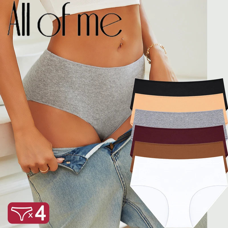 High Waist Cotton Panties - Seamless Breathable Women's Briefs Plus Size Set - ZOOMNSTORE