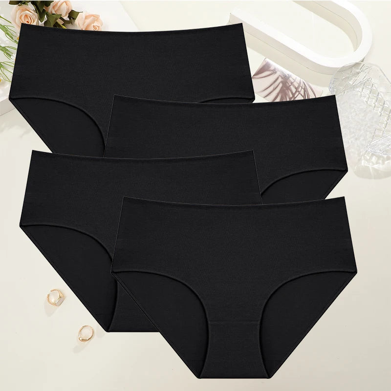 High Waist Cotton Panties - Seamless Breathable Women's Briefs Plus Size Set - ZOOMNSTORE