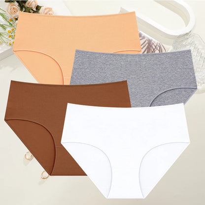 High Waist Cotton Panties - Seamless Breathable Women's Briefs Plus Size Set - ZOOMNSTORE
