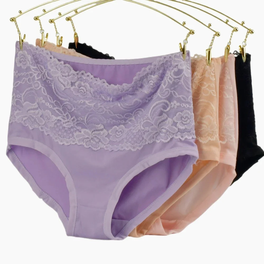 High Waist Cotton Panties - Women's Breathable Cotton Briefs With Slimming Fit - ZOOMNSTORE