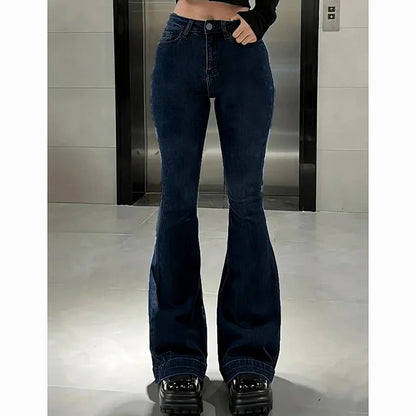 High Waist Flared Jeans – Bootcut Denim Pants With Pockets | Stretchy Cotton Polyester - ZOOMNSTORE