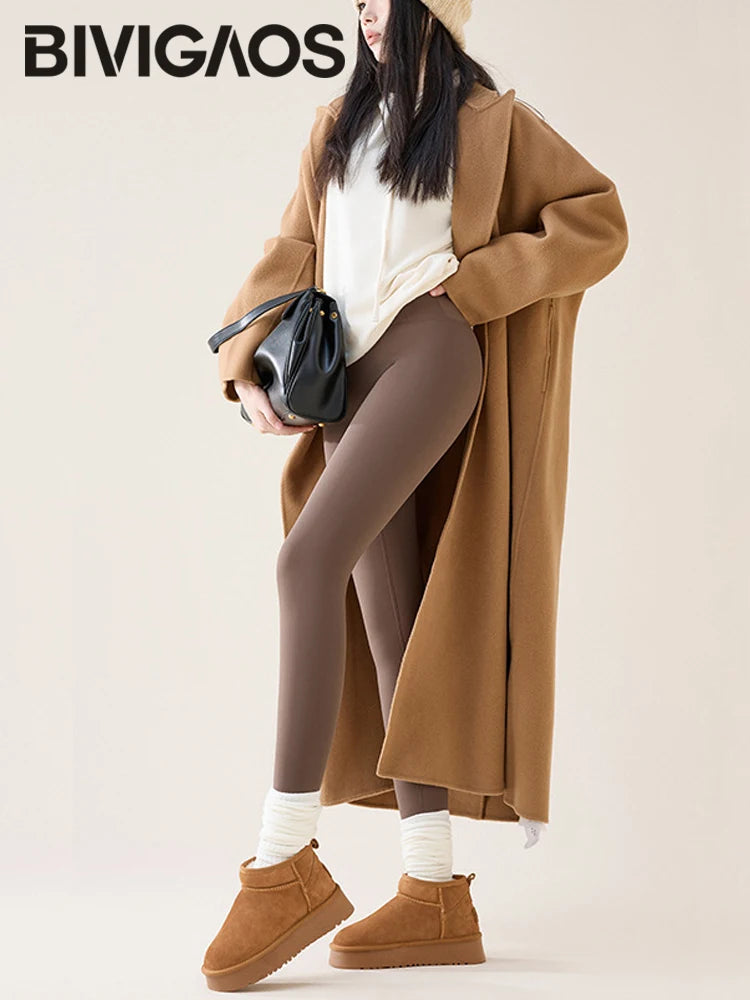 High Waist Fleece Leggings – Seamless Elastic Thermal Leggings Women Warm Winter Tights - ZOOMNSTORE