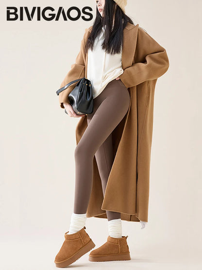 High Waist Fleece Leggings – Seamless Elastic Thermal Leggings Women Warm Winter Tights - ZOOMNSTORE