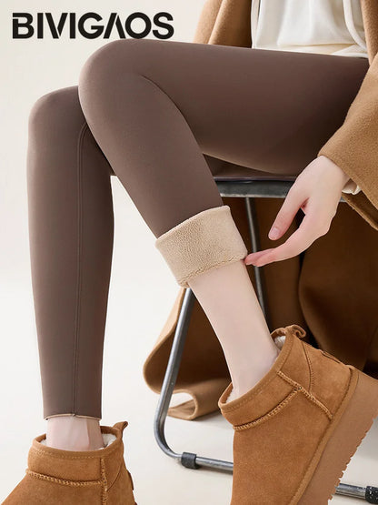 High Waist Fleece Leggings – Seamless Elastic Thermal Leggings Women Warm Winter Tights - ZOOMNSTORE