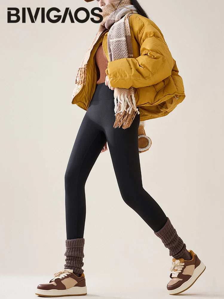 High Waist Fleece Leggings – Seamless Elastic Thermal Leggings Women Warm Winter Tights - ZOOMNSTORE