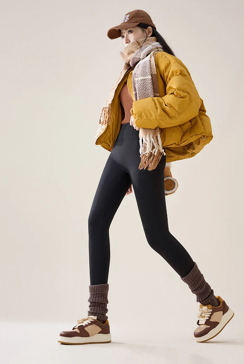 High Waist Fleece Leggings – Seamless Elastic Thermal Leggings Women Warm Winter Tights - ZOOMNSTORE