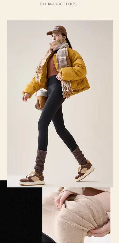 High Waist Fleece Leggings – Seamless Elastic Thermal Leggings Women Warm Winter Tights - ZOOMNSTORE