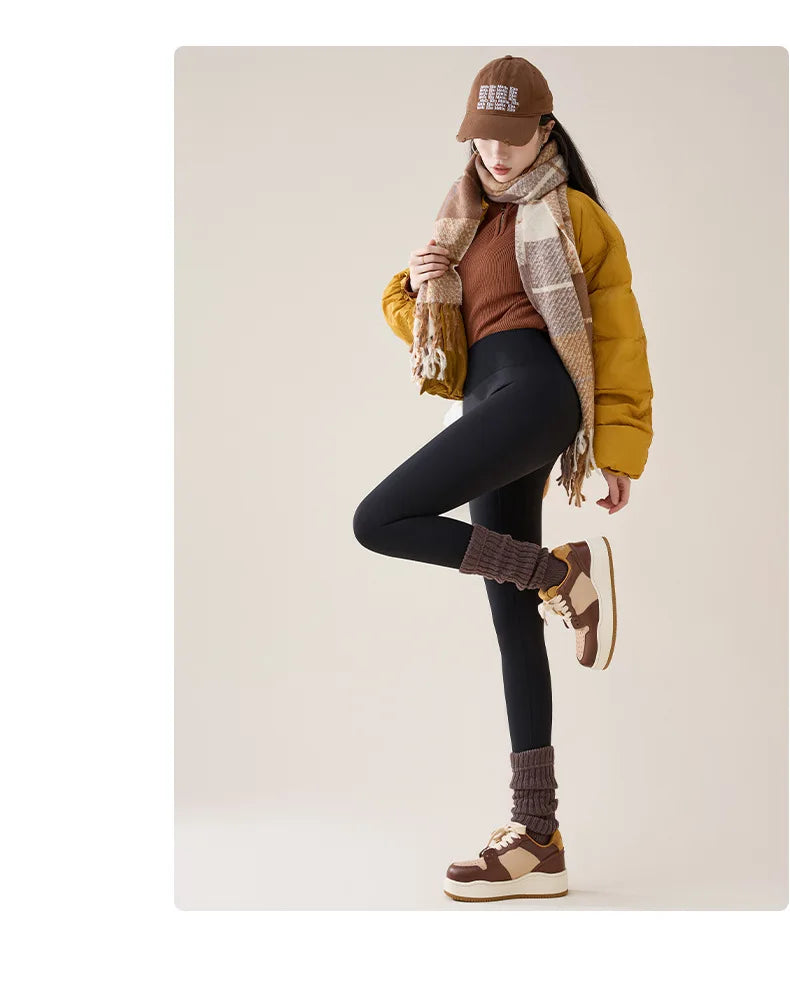 High Waist Fleece Leggings – Seamless Elastic Thermal Leggings Women Warm Winter Tights - ZOOMNSTORE