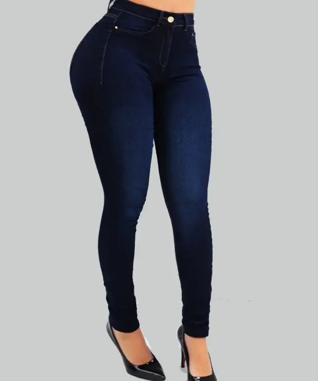 High Waist Jeans - Women's Slim Fit Cotton Stretch Denim Pencil Leg Pants - ZOOMNSTORE