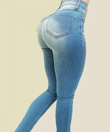 High Waist Jeans - Women's Slim Fit Cotton Stretch Denim Pencil Leg Pants - ZOOMNSTORE