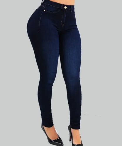 High Waist Jeans - Women's Slim Fit Cotton Stretch Denim Pencil Leg Pants - ZOOMNSTORE