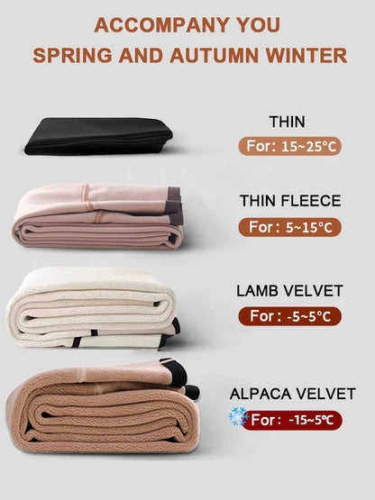 High Waist Leggings - Seamless Fleece Velvet Women's Fitness Pants, Warm & Slim - ZOOMNSTORE