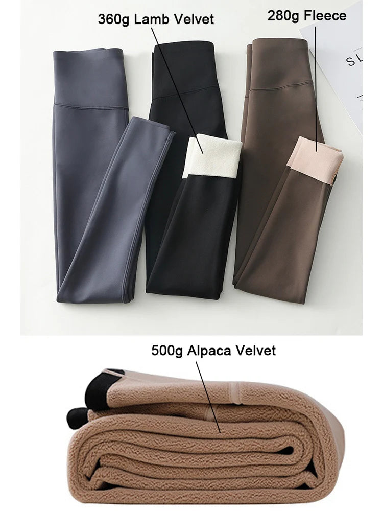 High Waist Leggings - Seamless Fleece Velvet Women's Fitness Pants, Warm & Slim - ZOOMNSTORE