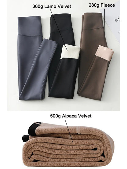 High Waist Leggings - Seamless Fleece Velvet Women's Fitness Pants, Warm & Slim - ZOOMNSTORE