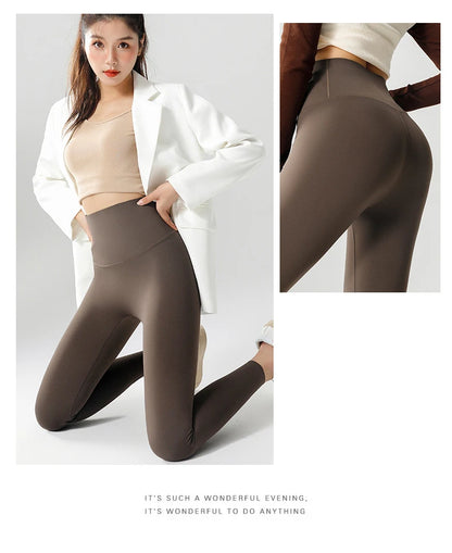 High Waist Leggings - Seamless Fleece Velvet Women's Fitness Pants, Warm & Slim - ZOOMNSTORE