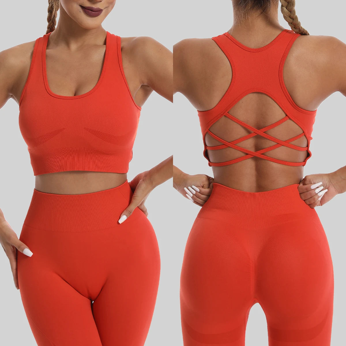 High Waist Leggings Set - Womens Yoga Tracksuit with Sports Bra - ZOOMNSTORE