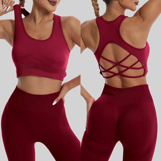 High Waist Leggings Set - Womens Yoga Tracksuit with Sports Bra - ZOOMNSTORE