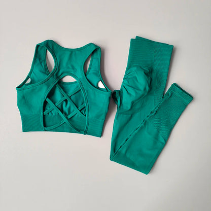 High Waist Leggings Set - Womens Yoga Tracksuit with Sports Bra - ZOOMNSTORE
